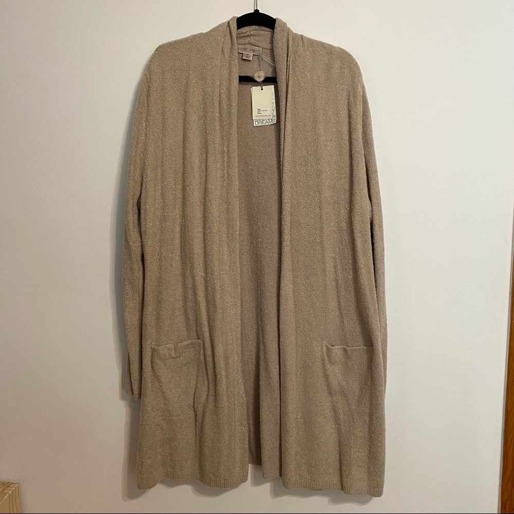 NWT barefoot dreams essential long cardigan sand 3x